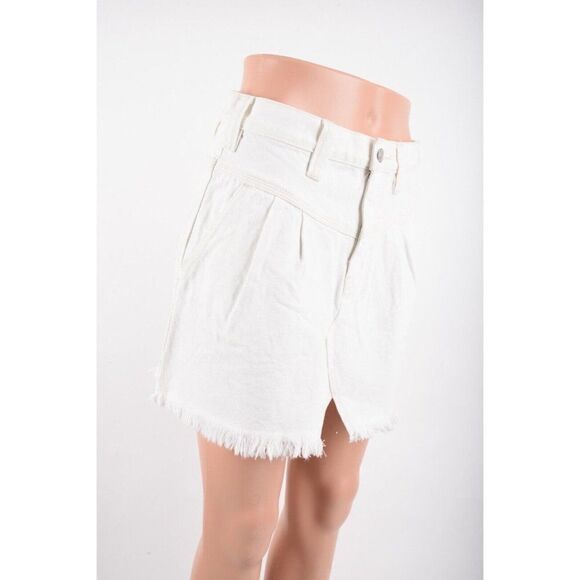 Free People Womens Side Car Mini Denim Jean Skirt Frayed Sz 26 Raw Hem NWT - Picture 2 of 7